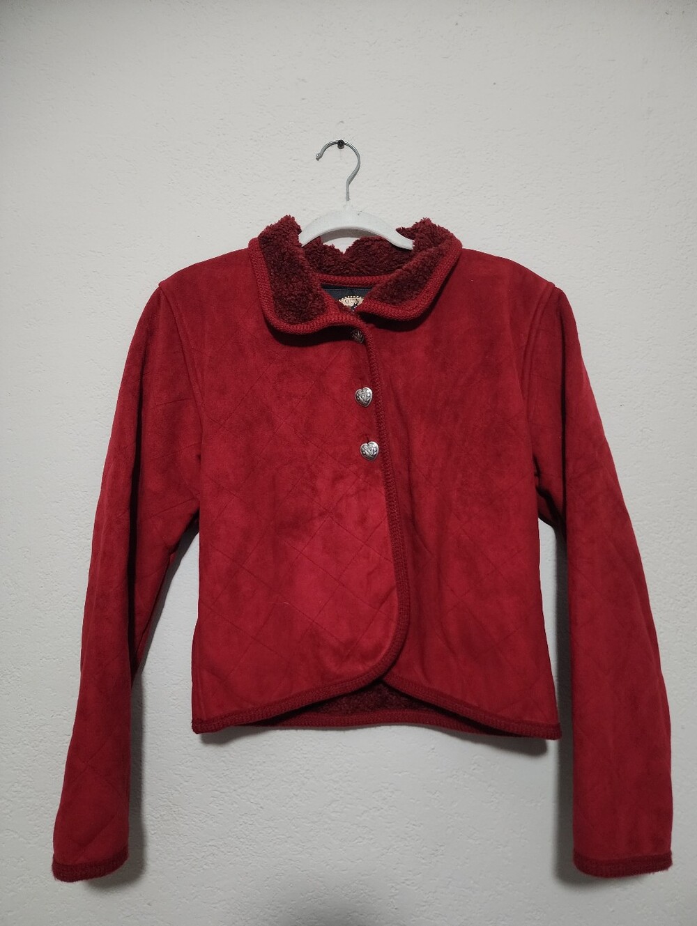 Cozy Red Teddy Fleece Button-Up Jacket